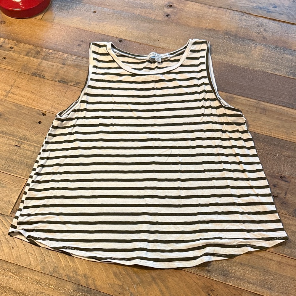 NWOT Green Envelope Green and White Striped Tank Top